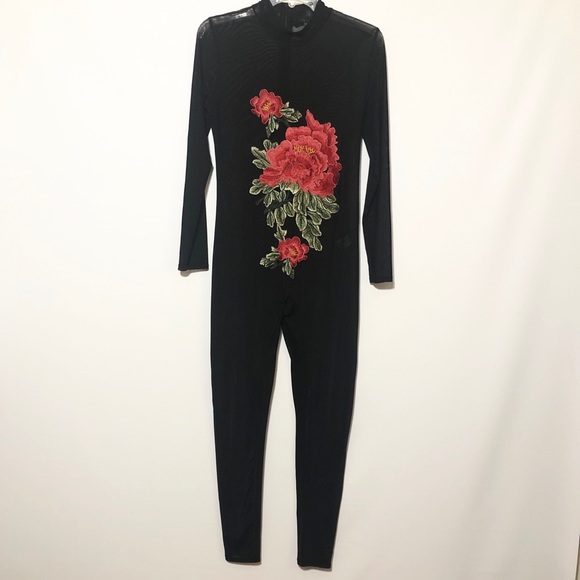 cleo Pants - Cleo Sheer Embroidered Jumpsuit cleo Pants - Cleo Sheer Embroidered Jumpsuit